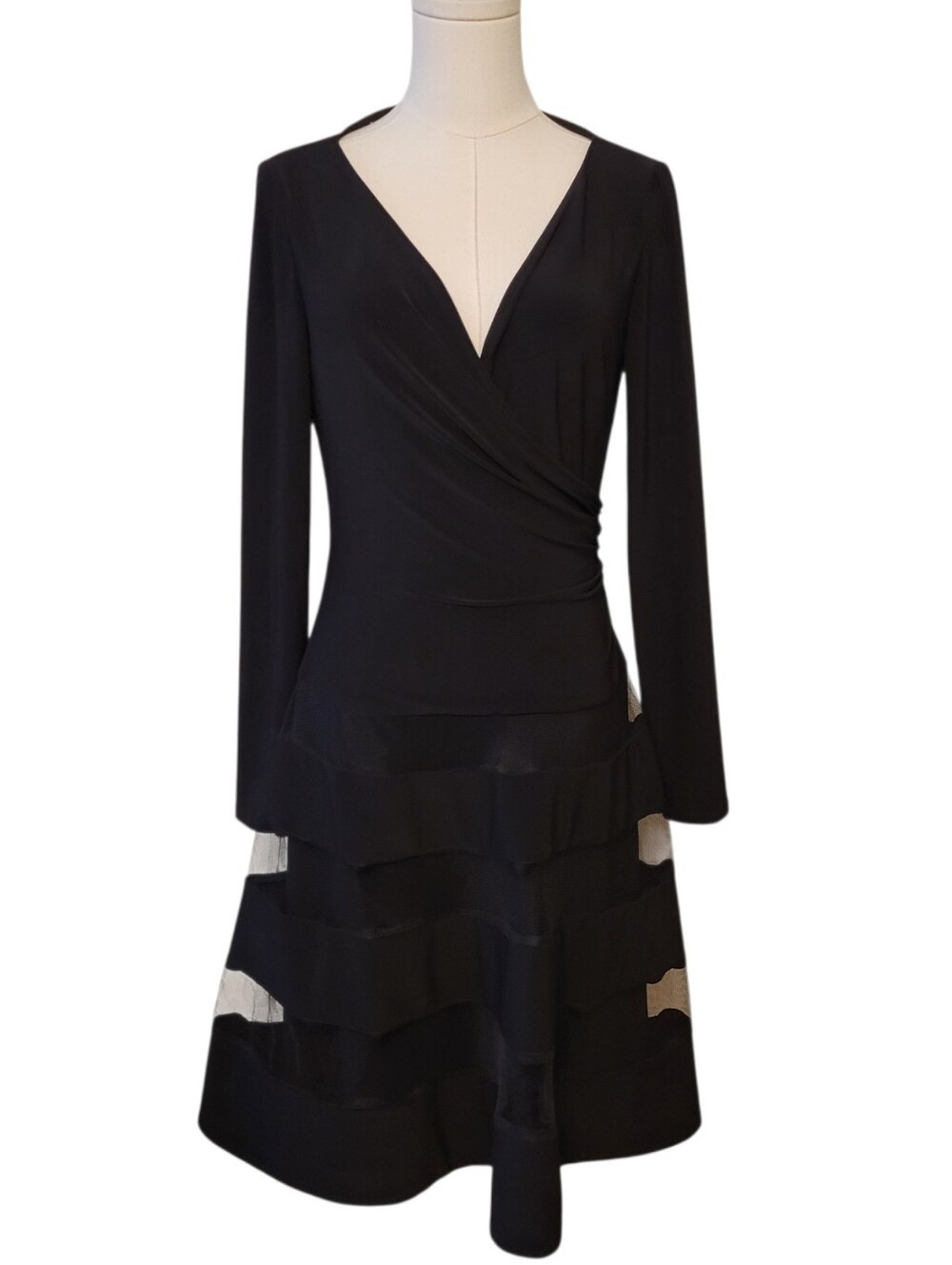 Lauren by Ralph Lauren Black Faux Wrap Cocktail Dress‎ Size 6